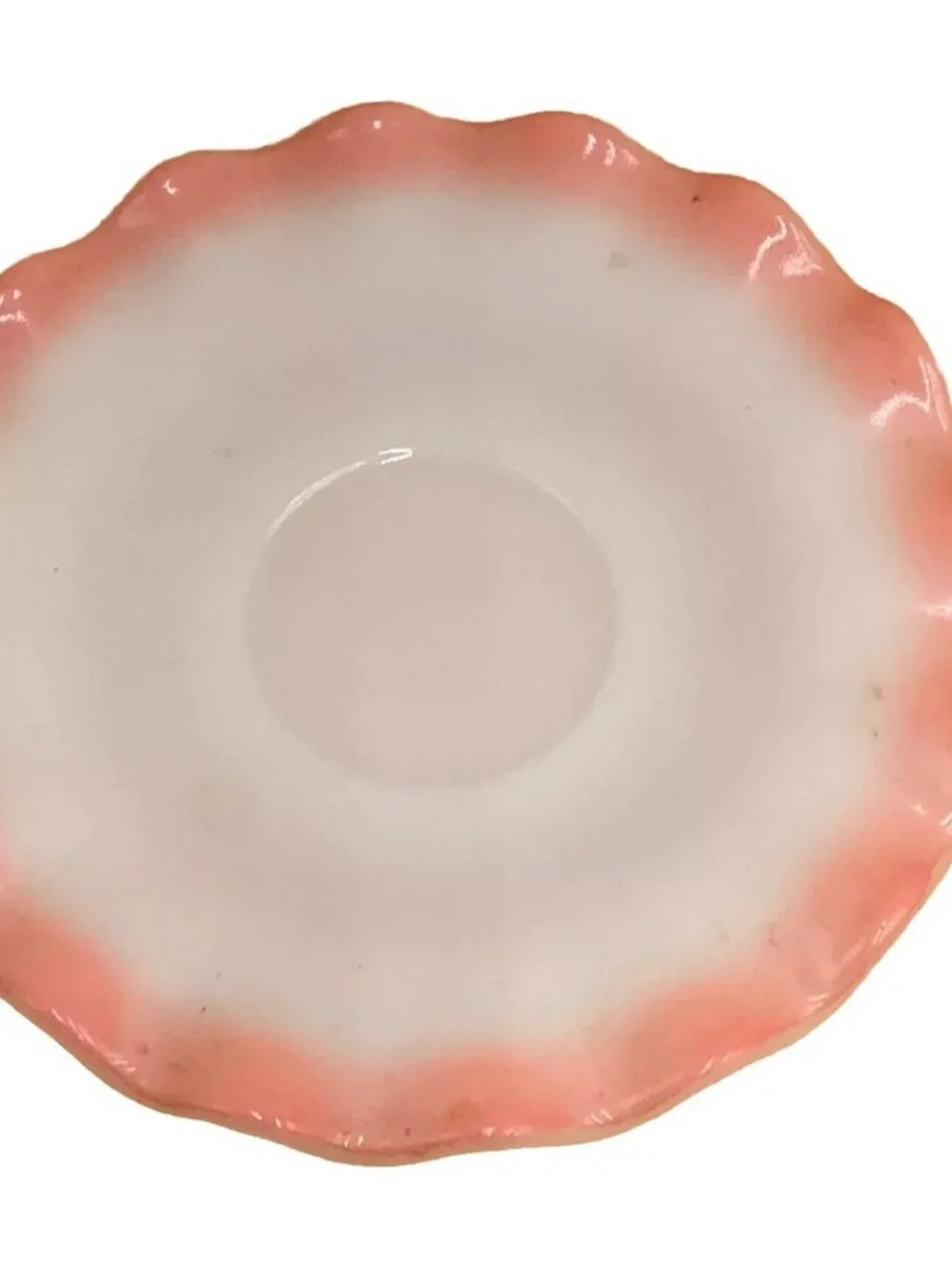 Vintage Hazel Atlas Glass Company Pink Ripple Saucer 5.5” 1950's Crinoline